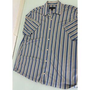 Jhane Barnes Shirt Mens Medium M 100% Silk Button Up Short Sleeve Psychedelic